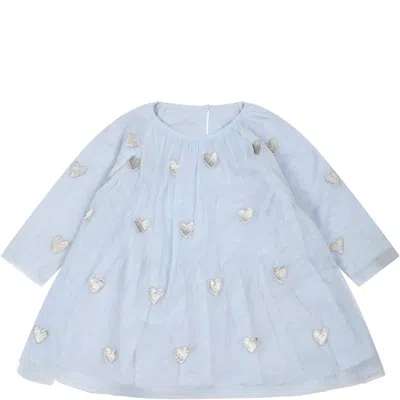 Stella Mccartney Light Blue Dress For Baby Girl With Hearts