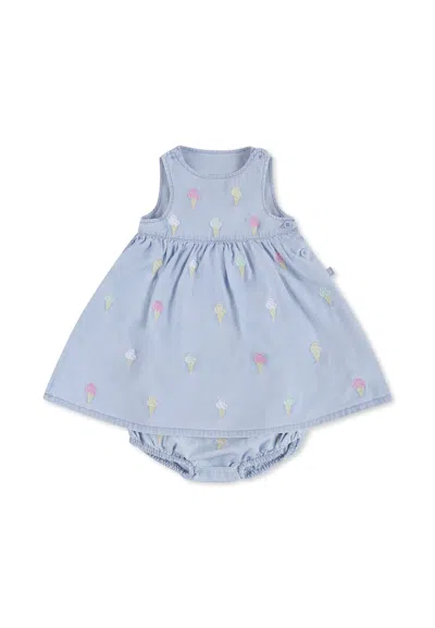 Stella Mccartney Light Blue Dress For Baby Girl With Ice Cream
