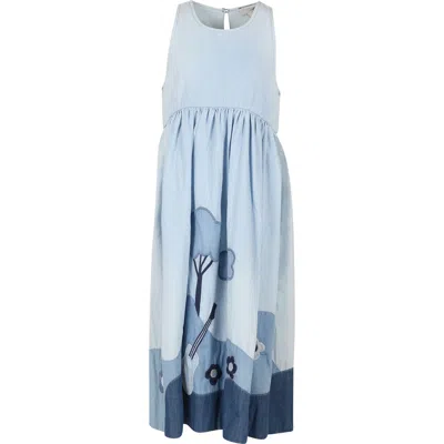 Stella Mccartney Kids' Light Blue Dress For Girl With Flowers