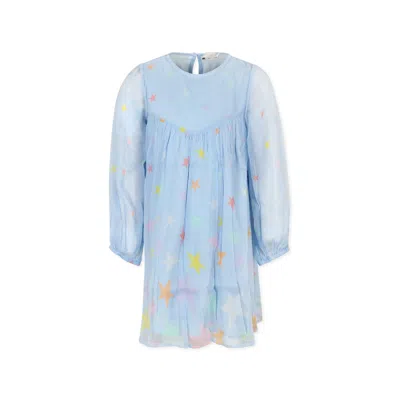 Stella Mccartney Kids' Light Blue Dress For Girl With Stars