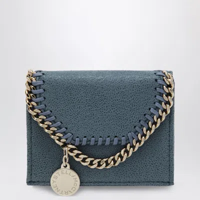 Stella Mccartney Light Blue Falabella Trifold Wallet With Chain