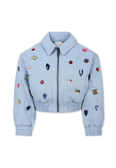 STELLA MCCARTNEY LIGHT BLUE JACKET FOR GIRL WITH GEMS