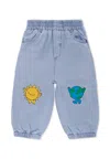 Stella Mccartney Light Blue Jeans For Baby Boy With Earth In Blue