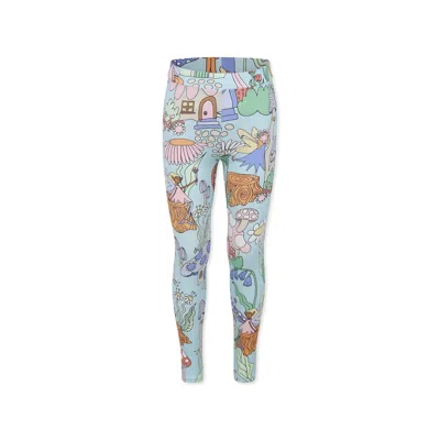Stella Mccartney Kids' Light Blue Leggings For Girl With Fairies In Green