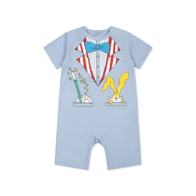 Stella Mccartney Light Blue Romper For Baby Boy With Print