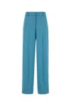 Stella Mccartney Satin Dropped Waist Straight Wide Leg Pants In Blue