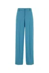 Stella Mccartney Satin Dropped Waist Straight Wide Leg Pants In Blue
