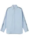 Stella Mccartney Light Blue Cotton Shirt With Chain Detail In Blue