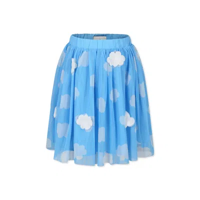 Stella Mccartney Kids' Light Blue Skirt For Girl With Clouds
