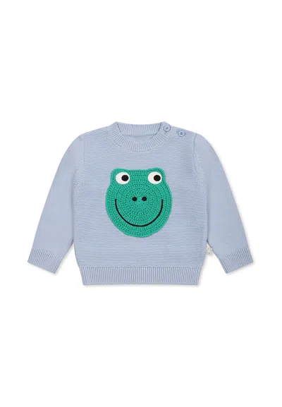 Stella Mccartney Light Blue Sweater For Baby Boy With Frog