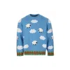 Stella Mccartney Light Blue Sweater For Kids With Sheep In Blue