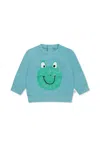 Stella Mccartney Light Blue Sweatshirt For Baby Boy With Frog In Light Blue
