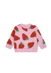 Stella Mccartney Light Blue Sweatshirt For Baby Boy With Frog In Pink