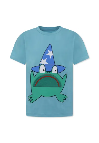 Stella Mccartney Kids' Light Blue T-shirt For Boy With Frog