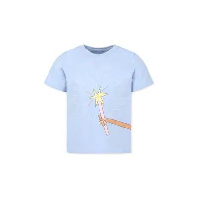 Stella Mccartney Kids' Light Blue T-shirt For Girl With Magic Wand