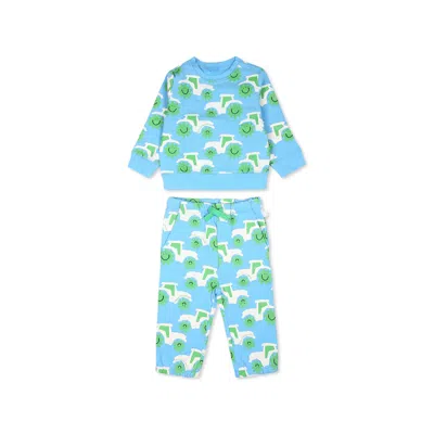 Stella Mccartney Light Blue Tracksuit For Baby Boy With Sun And Tractor Print