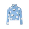 Stella Mccartney Light Blue Turtleneck For Kids With Clouds Print In Light Blue
