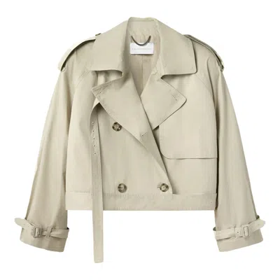 Stella Mccartney Light Cotton Short Trench Coat In Neutral