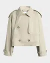 Stella Mccartney Cropped Belt Detail Trench Jacket In Pebble