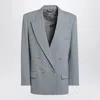 Stella Mccartney Wool Double Breasted Jacket With Back Vent In Gray