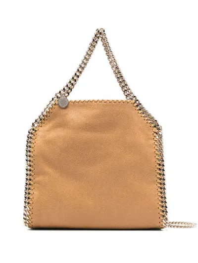 Stella Mccartney Light Gold Chain Falabella Mini Tote Bags In Beige