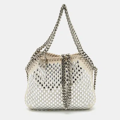 Pre-owned Stella Mccartney Light Grey Fabric Mini Falabella Crystals Tote