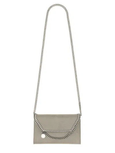 Stella Mccartney Light Grey Falabella Crossbody Wallet Bag In Gray