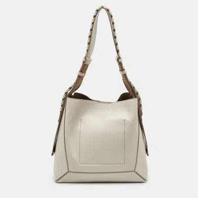 Pre-owned Stella Mccartney Light Grey Faux Leather Medium Braided Handle Hobo
