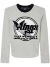 Stella Mccartney Wings Graphic Long-sleeved Cotton Top In Light Grey