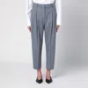 Stella Mccartney Flannel Cropped Pleated Trousers In Grey