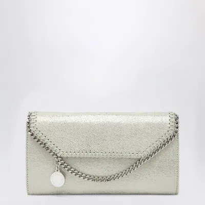 Stella Mccartney Light Lime Green Falabella Shoulder Wallet Bag In Metallic