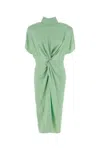 Stella Mccartney Cap-sleeve Halterneck Twist Midi Dress In Green