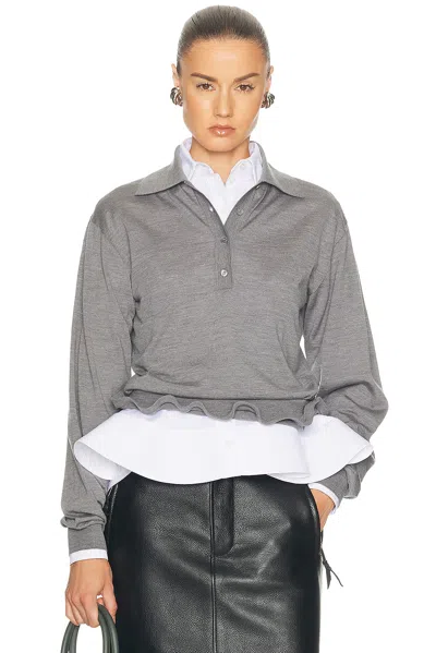 Stella Mccartney Lightwool Polo With Frill Detail In Gray