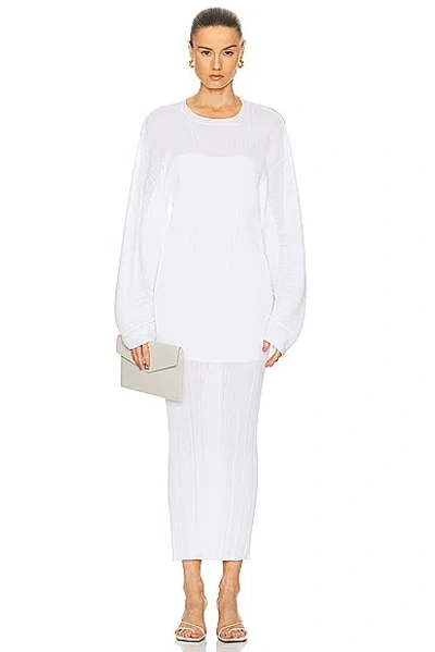 Stella Mccartney Lightweight Plisse Knit Dress In Pure White