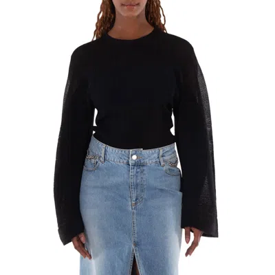 Stella Mccartney Lightweight Plisse Knit Jumper In Black
