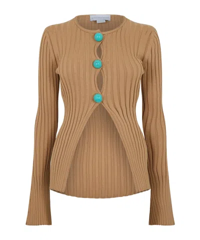 Stella Mccartney Lightweight Striped Cardigan In Brown