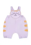 Stella Mccartney Lilac Dungarees For Baby Girl With Cat In Purple