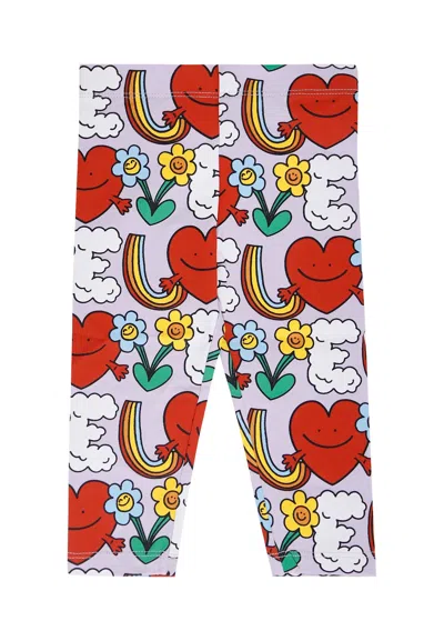 Stella Mccartney Lilac Leggings For Baby Girl With Flowers In Multi