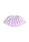 Stella Mccartney Lilac Skirt For Baby Girl With All-over Embroidered Colorful Flowers In Purple