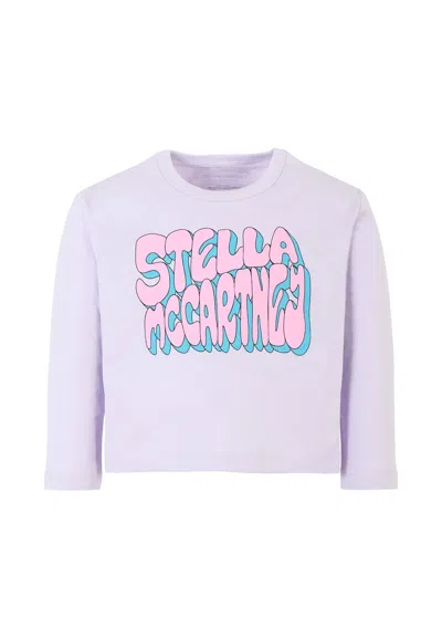 Stella Mccartney Kids' Lilac T-shirt For Girl With Logo In Purple