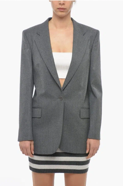 Stella Mccartney Lined Single Breasted Blazer With Flap Pockets And Notch Lap In Grey