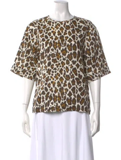 Pre-owned Stella Mccartney Linen Animal Print Top In Neutral