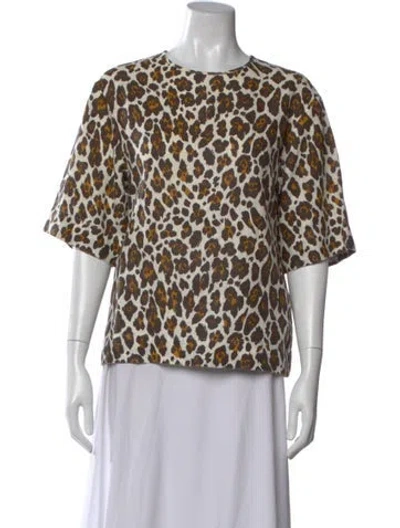 Pre-owned Stella Mccartney Linen Animal Print Top In Neutral