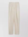 Stella Mccartney Stella Mc Cartney Loose Linen Blend Pants With Front Pleats In Neutral