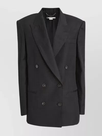 Stella Mccartney Linen Blend Blazer Button Detailing In Black