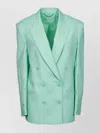 Stella Mccartney Oversized Double-breasted Twill Blazer In Cyan