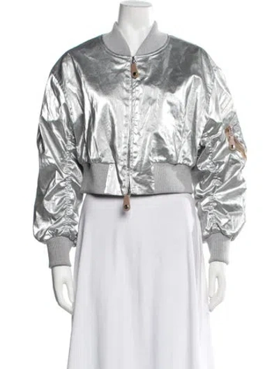 Pre-owned Stella Mccartney Linen Bomber Jacket In Grey