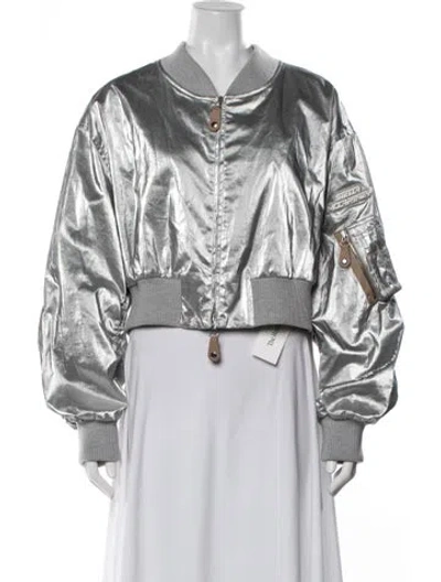 Pre-owned Stella Mccartney Linen Bomber Jacket In Silver