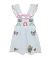 Stella Mccartney Embroidered Linen And Cotton Dress In Blue