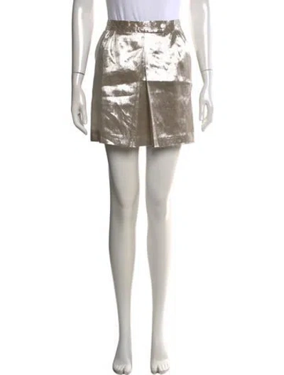 Pre-owned Stella Mccartney Linen Mini Skirt In Blue